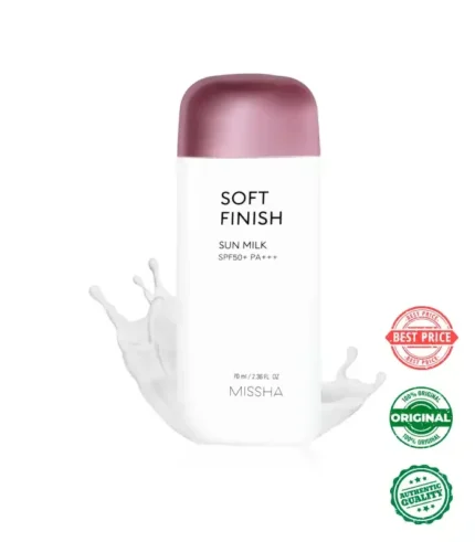 Missha Soft Finish Sun Milk applied on skin, showing no white cast